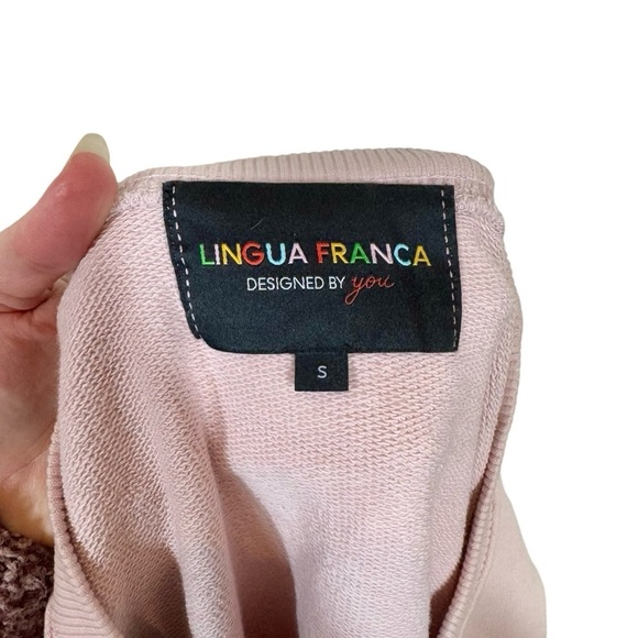 Lingua Franca Harris Walz Embroidered Crew Organic Cotton Sweatshirt Light Pink - Picture 4 of 6